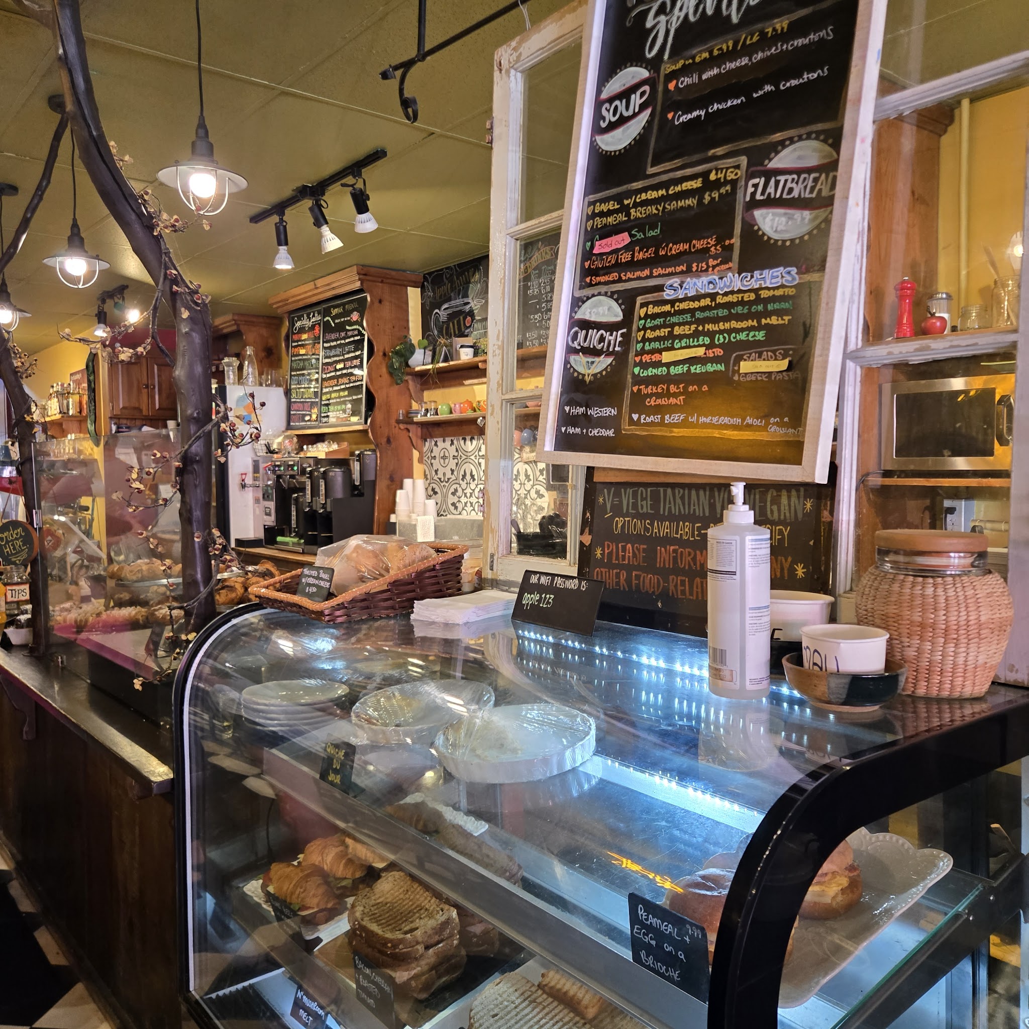 Counter and chalkboard menu with daily specials